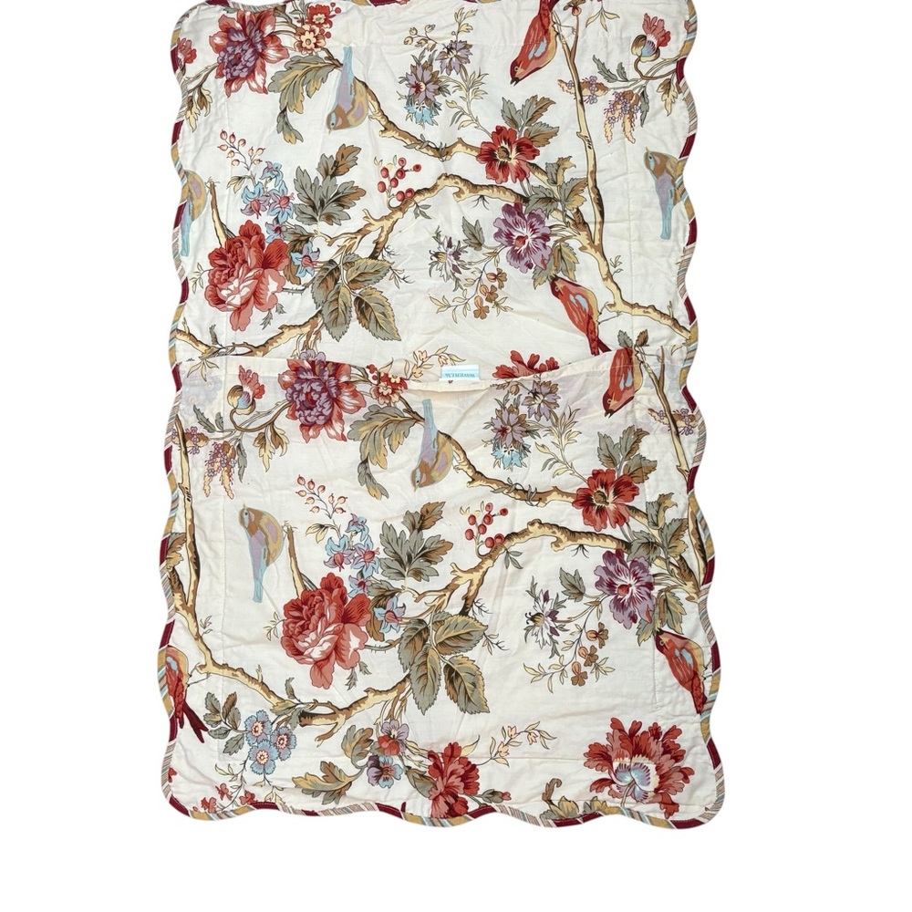 Waverly Charleston Chirp Quilted King Pillow Sham Scalloped Edge Floral - Picture 2 of 9
